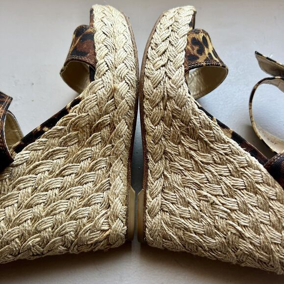 Stuart Weitzman X-Ray Animal Print Fabric Wide Strap Espadrille Wedge Sandal 7 M - Picture 16 of 16